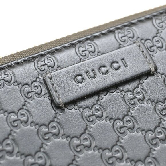 GUCCI Micro Guccissima GG Pattern Long Zipper Wallet Leather Black Gold 31KB287 - Picture 8 of 13